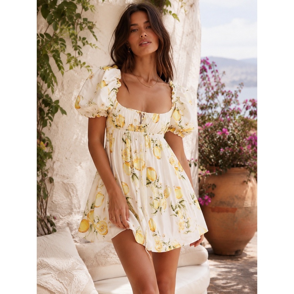 NWT For Love and Lemons Serafina Lemons Mini Dress (MSRP: $230)‎ Medium